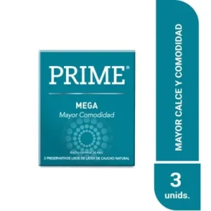 Prime Preservativos Mega x 3 unidades.