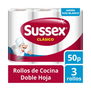 sussex Rollo de Cocina Sussex Clásico de 50 paños por 3 unidades.