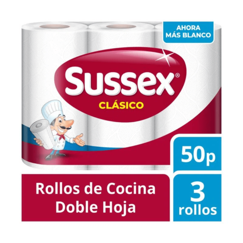Rollo de Cocina Sussex Clásico de 50 paños por 3 unidades.